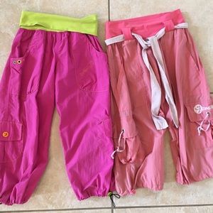 Two pairs Zumba capris.